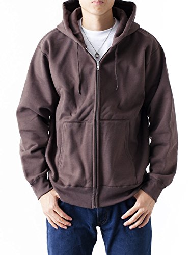 [ティーシャツドットエスティー] パーカー 無地 厚手 裏起毛 ジップアップ ワイルドジップ 15.6oz メンズ チョコレート XL