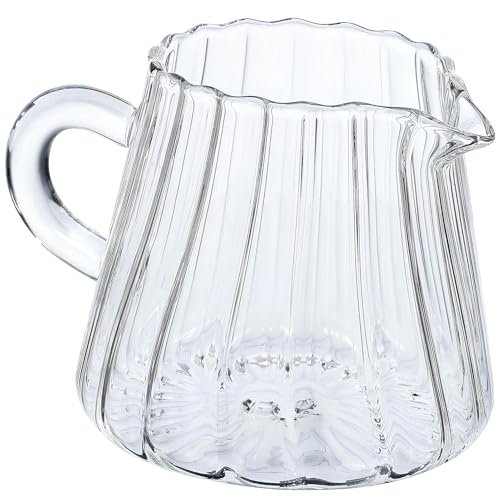 BESTOYARD ミルクピッチャー ガラス ミルクポット 200ml 耐熱 レンジ対応 ミルクジャグ テアート コー..