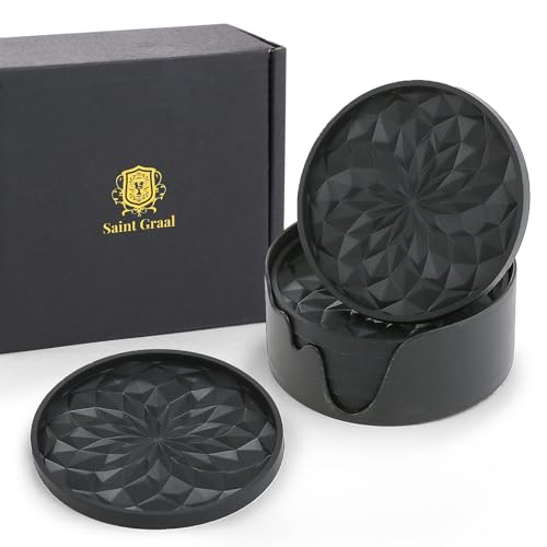 SaintGraal(セイントグレイル) コースター おしゃれ くっつかない 立体 耐熱 防水 グラス タンブラー コップ お酒 誕生日 プレゼント 父の日 ギ...