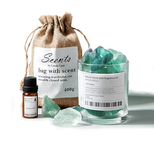 アロマセット【アロマストーン400g+Cedarwood Essential Oil 10ml+ガラス1本】ストーンディフューザー 天然水晶 グリーン アロマス...