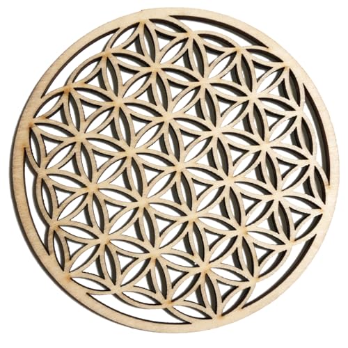 A'sTool フラワーオブライフ 神聖幾何学模様 木製 コースター 3個セット (D)