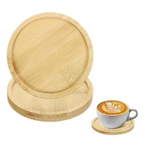uxcell 木製コースター 2枚入り 丸型 95x95x10mm 耐熱 滑り止め キャンドルトレイ装飾 飲食店 寝室 飲料 コーヒー バーテーブル キッチン用