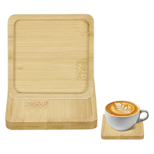 uxcell 木製コースター 2枚入り 正方形 90x90x10mm 耐熱 滑り止め キャンドルトレイ装飾 飲食店 寝室 飲料 コーヒー バーテーブル キッチン...