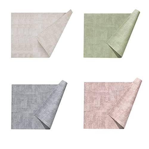 Univo Colors ランチョンマット 高質PUレザー 4枚セット おしゃれ 華やか 飾り 清潔しやすい 家庭用 レストラン用 丸洗いOK 撥水 防汚 断熱 滑り止め （43cm×30cm、4枚セット、ライトグレ