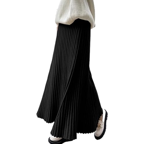 [ORWZDCO] ニットスカート レディース プリーツスカート ロングスカート Aラインスカート 体型カバー 無地 厚手 ハイウエスト マキシ丈 柔らかい 大きいサイズ 快適 可愛い デート 通勤 春 秋
