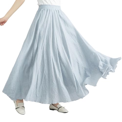 [SLINX] レディース マキシスカート ロングスカート Aライン ふんわり スカート 森ガール 無地 上品 マキシ丈 夏 薄手 春 ウエストゴム 裏地付き 体型カバー 普段着 85CM 95CM CQ05 (JP, 数字サイズ,