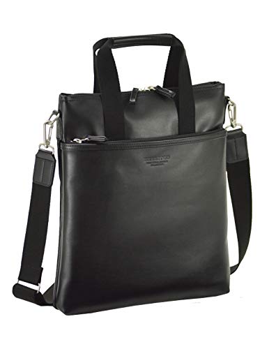 [平野鞄] 豊岡職人の技 国産 ショルダーバッグ 手提げ 2Way薄マチ 黒 軽量合皮 A4ファイル ＋オリジナ..