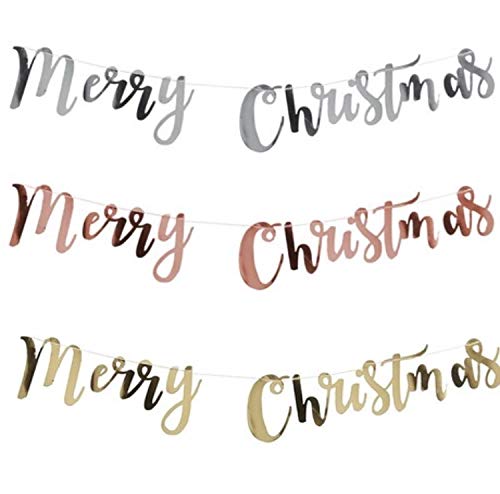 ◆商品名：Citron クリスマス メリークリスマス ガーランド merrychristmas 飾り 飾りつけ 筆記体 オシャレ (シルバー)【color】ゴールド / シルバー / ピンクゴールド　　【素材】紙【size】約1m（紐を通し...