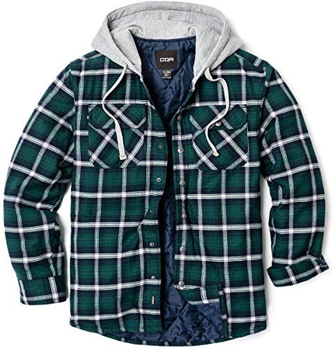 CQR ジャケット メンズ 厚手 [耐久性・保温] ネルシャツ シャツジャケット パーカー チェック＆無地 スエードジャケット アウトドア キャンプ 登山 アメカジ フランネル裏地 大きいサイズ 春