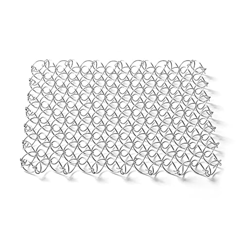 CAMPGEEKS 鍋敷き断熱パッドスプリングネット滑り止め付 304ステンレス屋外キャンプホームキッチン防止テーブルマットカップマット食器マット砂鍋マット (シルバー)