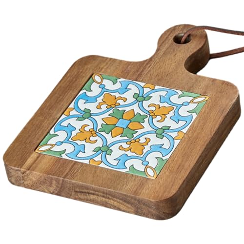 NOELAMOUR 鍋敷き おしゃれ 木製 耐熱 タイル 北欧 断熱 ポットマット コースター レストラン カフェ キャンプ (style-D)