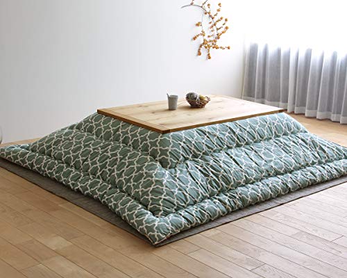 家具の里 こたつ布団 モロッカン柄 (日本製) 205cm×245cm 長方形 ミストグリーン 掛け布団 北欧 おしゃれ 炬燵 火燵 節電 掛け布団単品 かわいい デザイン 国産