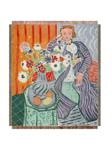 Henri Matisse アンリ・マティス「紫のローブとアネモネ」 ブランケット マルチカバー, ソファカバー，130X160cm
