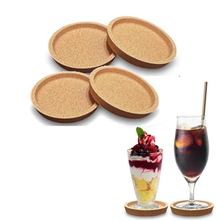 WinJapan コルク コースター 4枚 小さいタイプ 木製 コルクシート 丸 小 厚め 無地 (4)