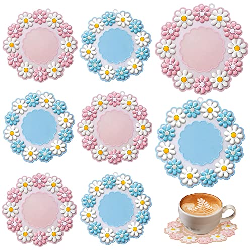 8個セット 花の形のコースター 可愛いコースター 水切りマット 速乾 滑りにくい シンプル おしゃれ 日本柄 円型セット 汚れ防止、テーブル保護のために、ミルク、ジュース、コーヒーカッ