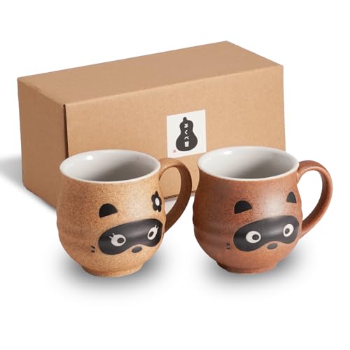 ふくべ屋 美濃焼 たぬきペアマグカップ 2個セット 大きめ 日本製 食洗機対応 ギフトにも