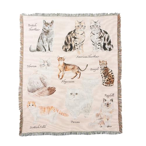 ジュビリー(Jubilee) 猫 犬 デザイン ジャガード織 スローケット 大判 アソート 130x160cm ひざ掛け ブランケット L.【 sat071 】