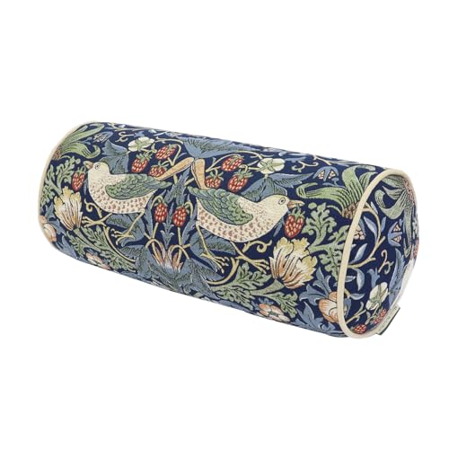 川島織物セルコン Morris Design Studio モリスデザインスタジオ 背当 クッションカバー いちご泥棒 ブルー 40X18R LL1710