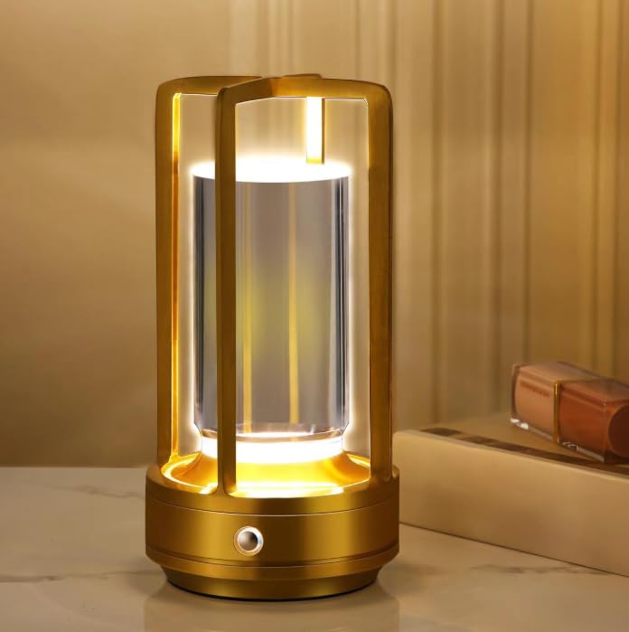 テーブルライト 北欧 おしゃれ LED 充電式 間接照明 ナイトライト モダン テーブルランプ スタンド 卓上 スタンド照明 無段階調光 (ゴールド)