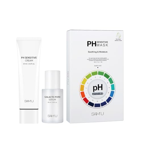 SAM'U サミュ 3種 フェイスケア スキンケア セット 保湿クリーム 顔 毛穴ケア アンプル セラム シートマスク パック 韓国 スキンケア PH Sensitive Cream + Galacto Pore Serum + PH Sensitive Mask 5ea