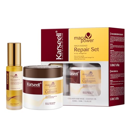 Karseell コラーゲン深層補修ヘアマスク ヘアオイル アルガンオイルセット あらゆる髪質の乾燥ダメージヘアに対応 500ml+50ml