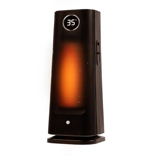 【天通ライト】ヒーター セラミックヒーター 1200W 速暖 暖房 送風 4段階切替 人感センサー スリム 過熱保護 転倒オフ 足元暖房 リモコン付き タイマー付き LEDライト付き おしゃれ コンパク