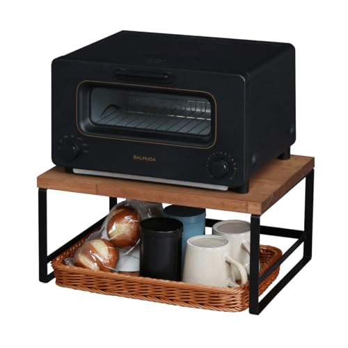 川口工器 頑丈 トースターラック 洗えるバスケット付き 燕三条 日本製 完成品 黒（ブラウン×ブラック）..