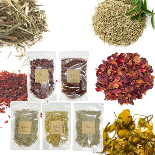 【5種ハーブティーセット】ローズヒップ50g ローズマリー 50g カモミール20g ローズレッドペタル20g レモングラス20g 天然 無添加 無農薬 薔薇 ハーブ 乾燥ハーブ ローズ