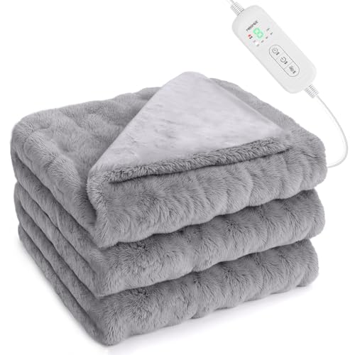 MOSMEE 電気毛布 【表面兎毛調+裏面ポリエステル素材】 190×130cm 大きいサイズ 掛け敷き兼用 ひざ掛け..