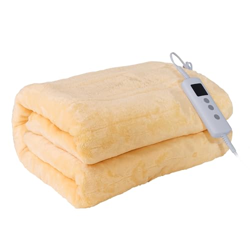 Ilake 電気毛布 掛け敷き兼用 160x130cm 速暖 ふわふわ 洗える タイマー付き 6段階温度調節 膝掛け 省エネ ダニ退治 電気敷毛布 掛け電気毛布 過熱保護 防寒対策 節電 暖房器具 電気ブランケット