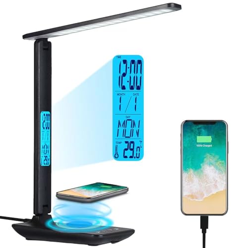Legula LEDデスクライト 多機能折りたたみ 時計、アラーム、温度表示機能＆スマホスタンド テーブルラ..