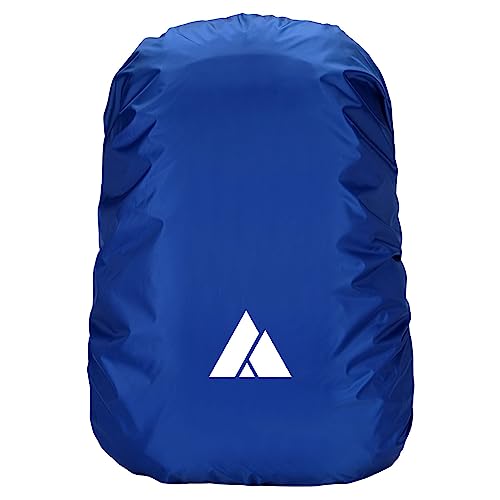 [RUSUNM] リュックカバー 防水カバー レインカバー ザックカバー パック 撥水加工 反射材 梅雨対策グッズ 収納バッグ付き 通勤 通学 登山 自転車（ダークブルー, M(25-45L)）