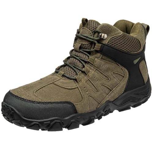 [SOARHOPE] アウトドアシューズ 軽登山用シューズ トレッキングシューズ メンズ ミドルカット 通気 防滑 登山靴 大きいサイズ ハイキング ウォーキング 遠足 グリーン 25.0 cm