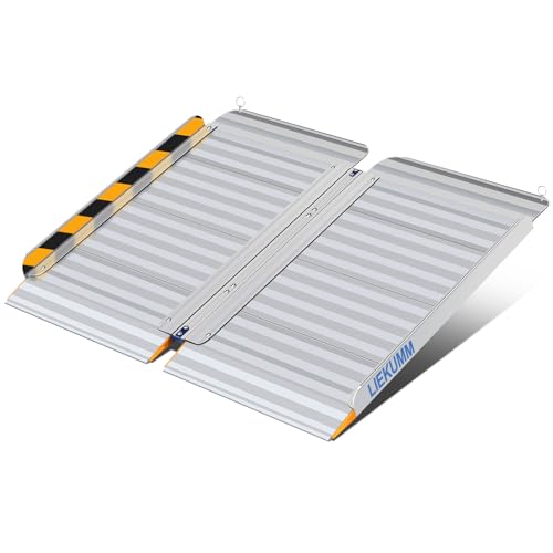 LIEKUMM 車椅子 スロープ 長さ61 幅広77cm 耐荷重450kg 軽量アルミ製 二重アルミ板 頑丈 段差スロープ ..