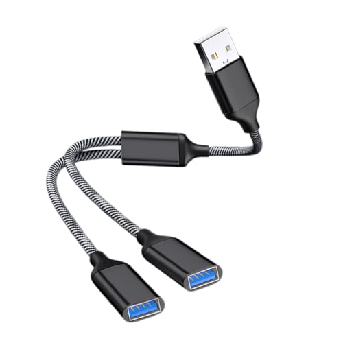 UrbanPulse USB分岐器 USB2.0スプリッタYケーブル 1進2出アダプタ 充電・データ伝送対応 ナイロン製 28cm マルチポート拡張ハブ マウス/USB/PC/Mac/自動車対応 (ブラック)