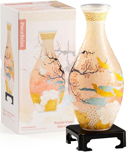 ピースリラックス(PieceRelax) 160ピース 3D立体花瓶パズル【舞う桜と飛ぶ鶴】(11X11x24cm)生け花 水栽培可能 プレゼント インテリア[S1040]