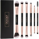 docolor ドゥカラー 携帯用 メイクブラシセット ダブルエンドブラシ アイシャドウ 化粧筆 6本 多機能 トラベル 持ち運び 高級タクロン 肌にやさしい フェイスブラシ 人気 肌に優しい 筆セット