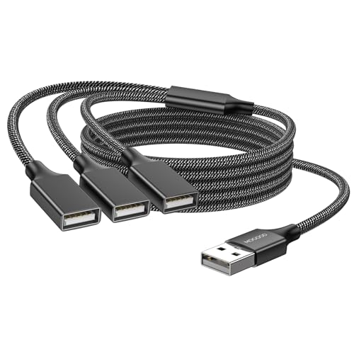 MOGOOD USB分岐器ケーブル USB電源分岐器1オス3メスUSB 2.0アダプタ1-3 USB分岐器USB拡張ケーブルUSBマルチポート充電/データ転送/ノートパソコン/Mac