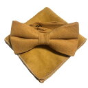 マスタードイエロー【蝶ネクタイ&ポケットチーフ】2点セット メンズ ワンタッチ フォーマ無地 結婚式 二次会