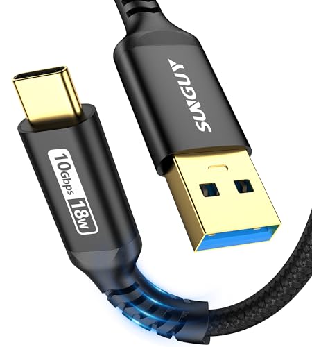 SUNGUY USB3.1 Gen2 USB Type C ケーブル 0.5M USB-A & USB-C 10Gbps高速データ転送 タイプc ケーブル 短い Android Auto対応 最大3A急速充電 金メッキコネクタ ナイロン編み iPhone16/15シリーズ、iPad Pro/Air、Galaxy、