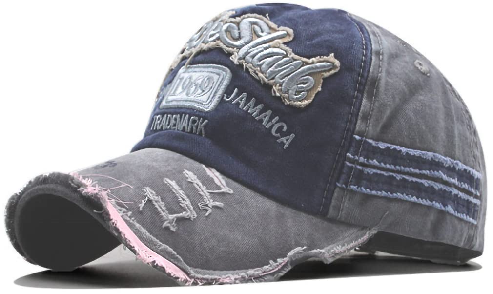 [Laquest] （ラクエスト） ダメージ アメカジ キャップ オールシーズン (グレー/ネイビー)