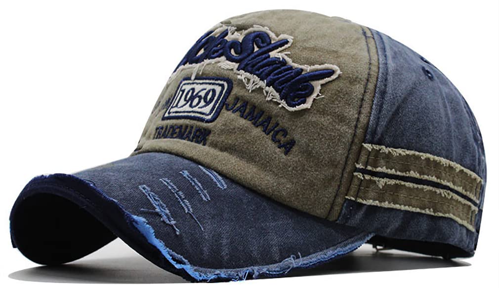 [Laquest] （ラクエスト） ダメージ アメカジ キャップ オールシーズン (ネイビー/カーキ)