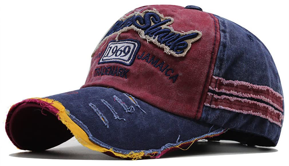 [Laquest] （ラクエスト） ダメージ アメカジ キャップ オールシーズン (ネイビー/ワインレッド)