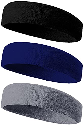 ヘアバンド ヘッドバンド 汗止め メンズ コットン素材 スポーツ用 洗顔 吸汗速乾 抗菌防臭 通気性あり 伸縮性あり 柔らかい ランニング ダンス ヨガ ジョギング 男女兼用 3本セット (ブラッ