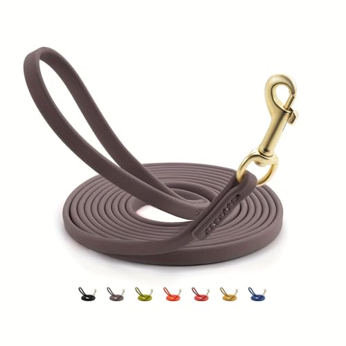 JoyFusion 犬 リード PVC素材 防水 トレーニング用 汚れに強い 1cm厚手 長い からまりにくい 自由調整 散歩 大型犬 小型犬 ハーネス 使いやすい アウトドア 海 川 キャンプ 1.5m グレー