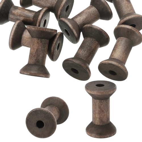 PATIKIL 木製の空の糸巻き 50 x 35 mm 10個 未完成 木製ミシン糸スプール 天然ワイヤー織りボビン 工芸..