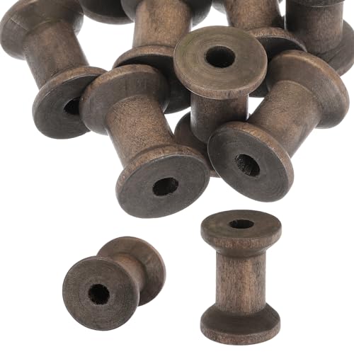 PATIKIL 木製の空のスプール 1.2" x 0.8" 40個未完成の木製糸巻きスプール クラフト刺繍用の天然ワイヤ..