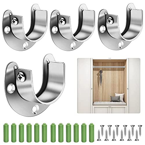 EMAGEREN ポール 固定 金具 4個セット ロッド径32mm クローゼット U字 ソケット ステンレス鋼 クローゼ..