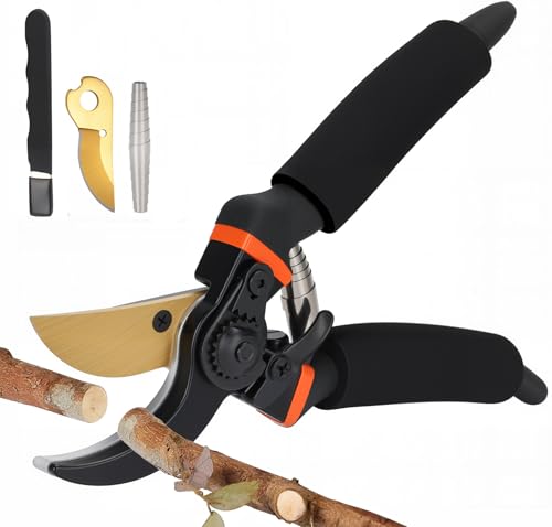 Chisafly 剪定バサミ 剪定鋏 園芸用ハサミ えだきりばさみ 【替刃 替バネ 砥石】付き 4点セット 園芸 ..