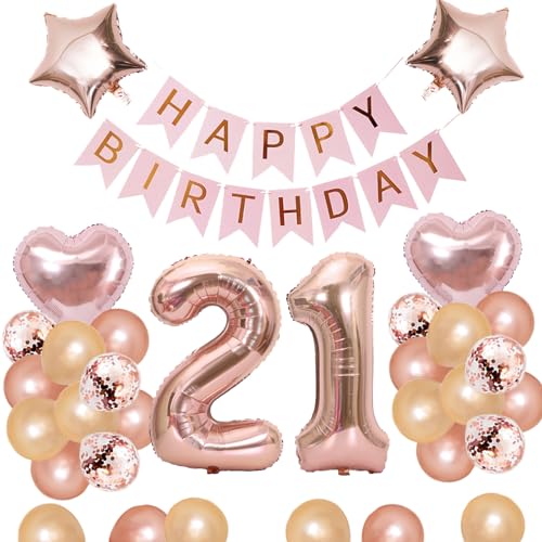 21歳 誕生日 バルーン 風船 飾り付け セット 数字バルーン 21 HAPPY BIRTHDAYガ ...